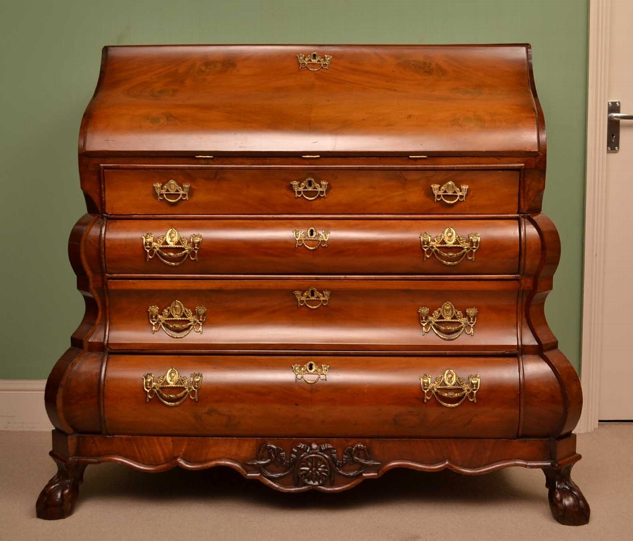 Antique Dutch Marquetry Walnut Bureau c.1780