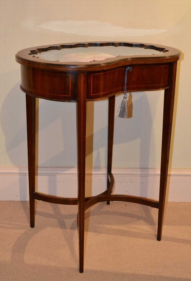 Antique English Mahogany Kidney Display Table C1880