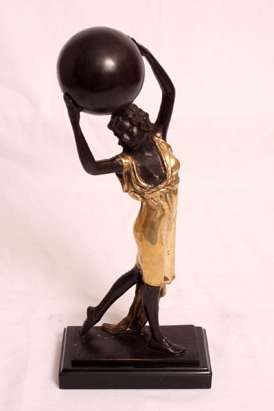Gold Female Dancer With Ball Bronze Sculpture Preiss