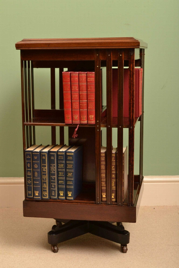 Antique Edwardian Mahogany Revolving Bookcase C 1900
