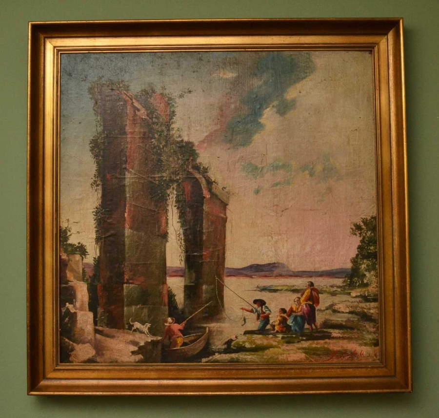 Vintage Oil Painting Classical Roman Ruins 20thC