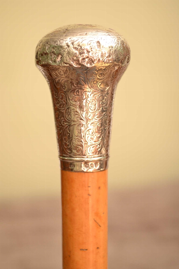 Antique Walking Cane Stick with silver handle c.1900