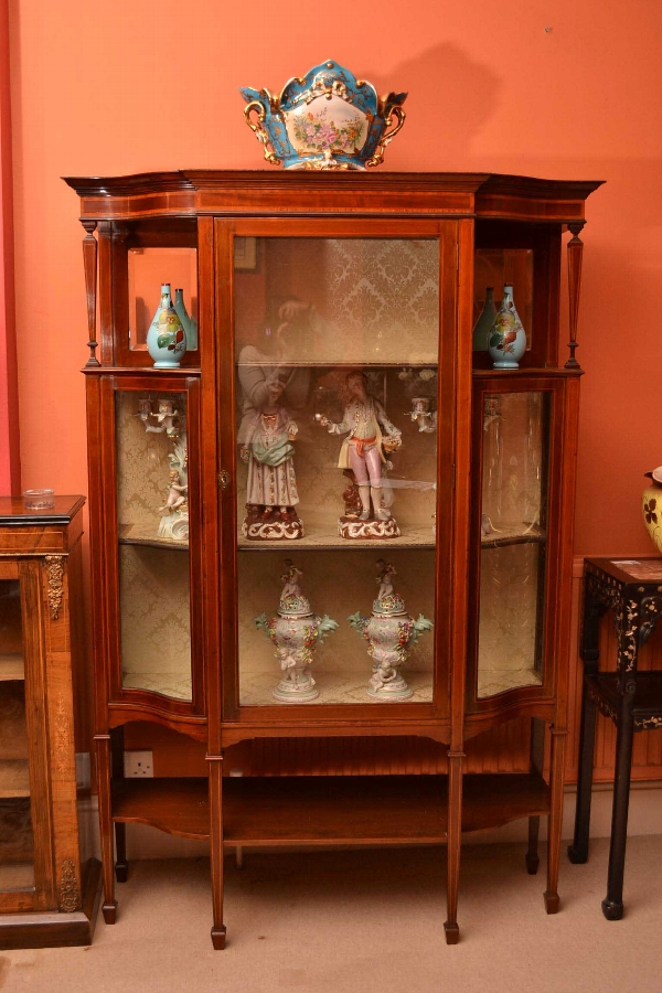 Antique English Edwardian Inlaid Display Cabinet c.1900