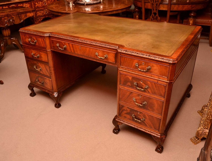 Vintage Queen Anne Style Flame Mahogany Desk C1920