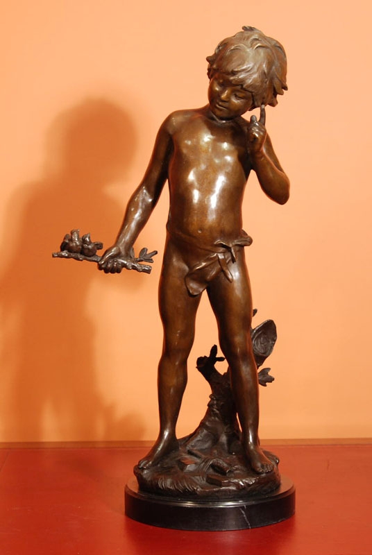 Beautiful Bronze Sculpture of a Classical Boy A Moreau