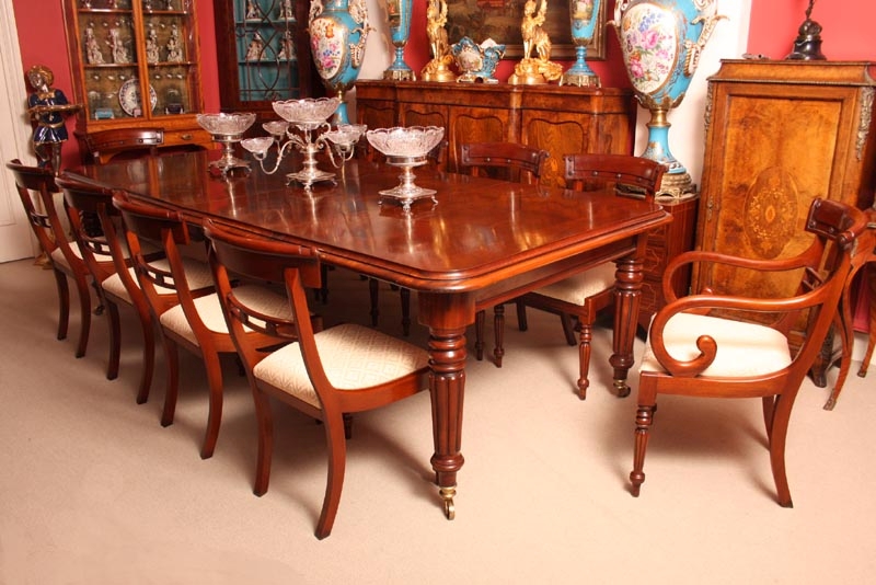 Grand English Regency Mahogany Dining Table &10 Chairs