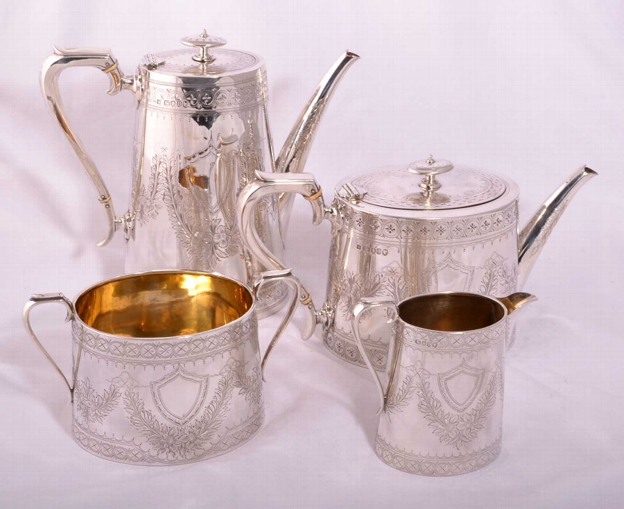 Antique English Silver Tea & Coffee Set London 1875