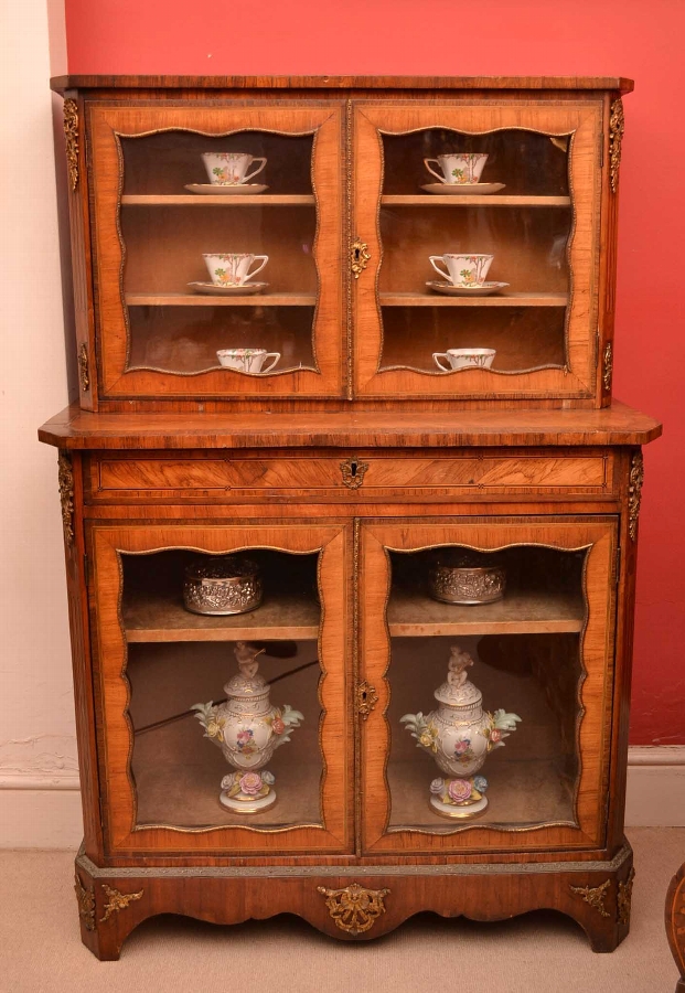 Antique French Kingwood Display Cabinet C1860