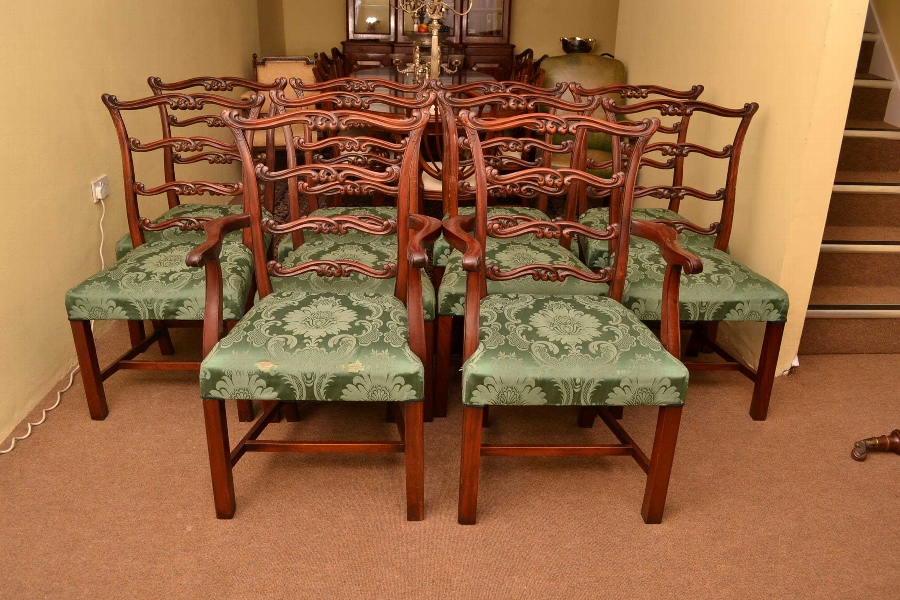 10 Vintage Chippendale Ladderback Dining Chairs