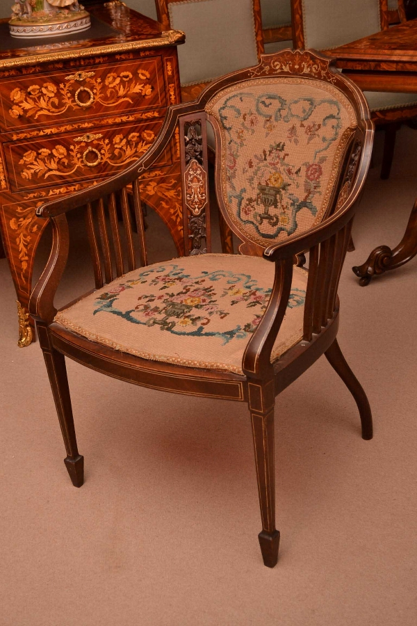 Antique Edwardian Inlaid Armchair Circa 1900