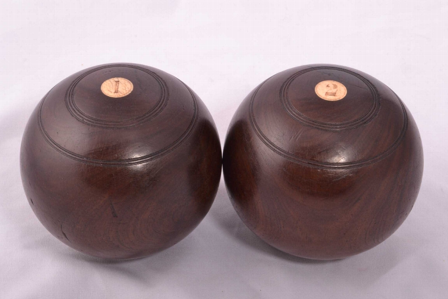Antique Crown Green Bowling Bowls C1900 - pair