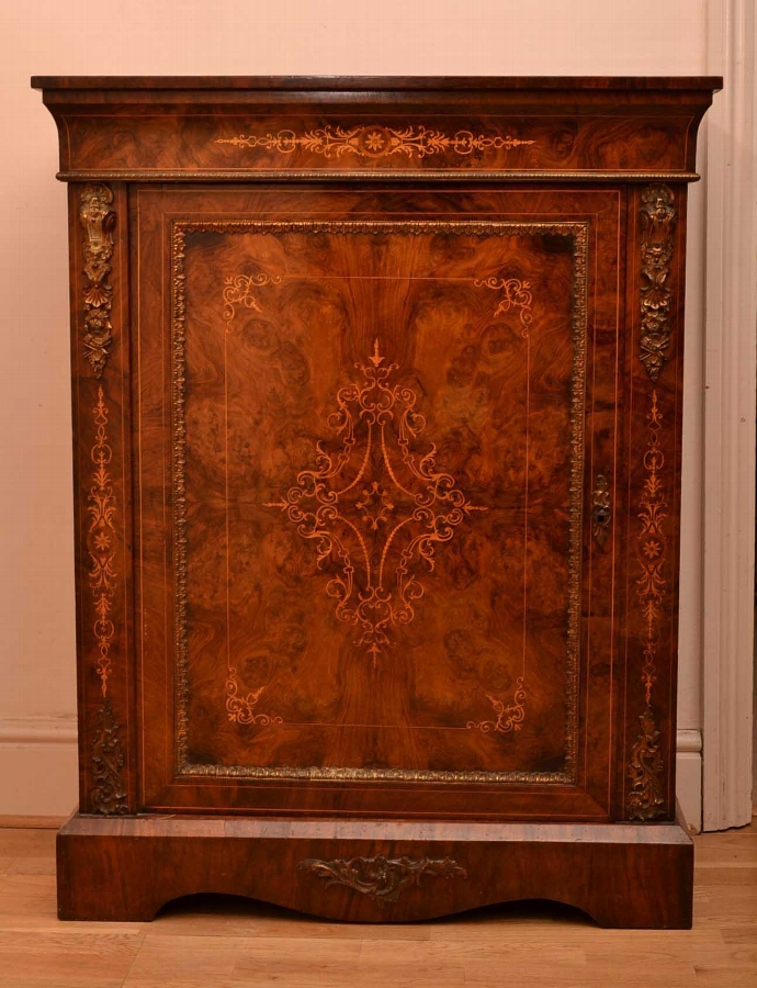 Antique Inlaid Burr Walnut Pier Cabinet C1870