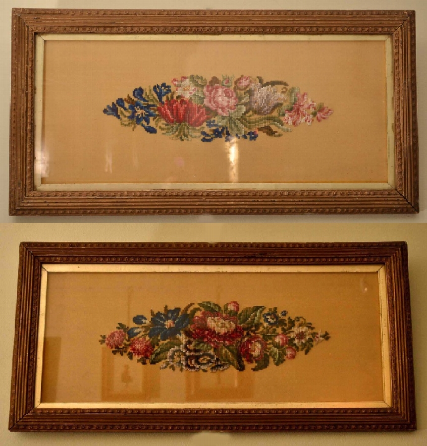 Antique Emboridered Tapestries Pictures (Pair) C1900