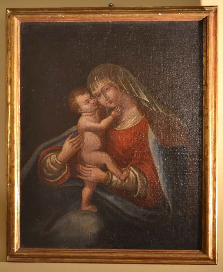Antique Oil Painting Madonna with Child C1700