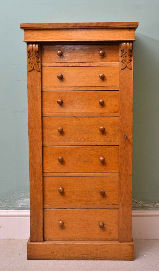 Antique Victorian Oak Wellington Chest C 1870