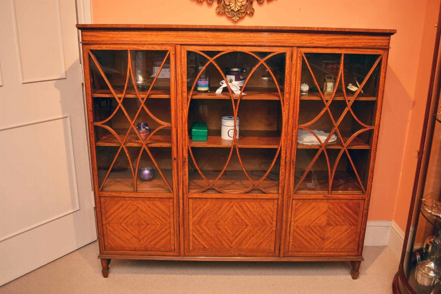 Antique Victorian Satinwood Display Cabinet C 1880