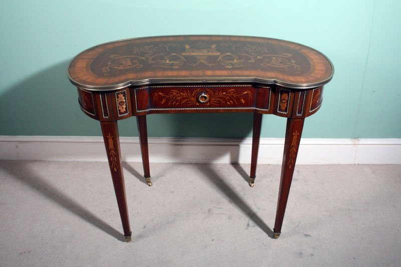French Louis XVI Mahogany Inlaid Ormolu Side Table