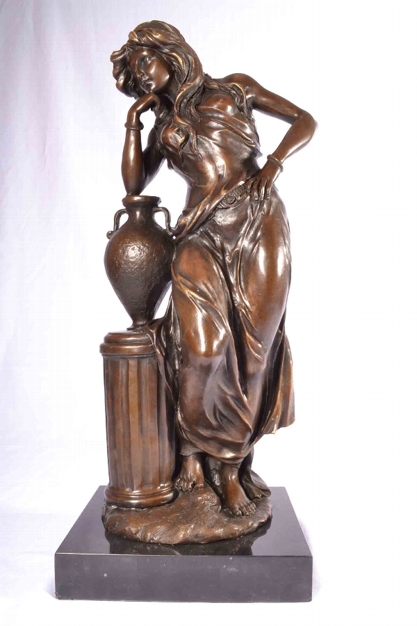 Stunning Bronze Sculpture of Classical Maiden Picanult