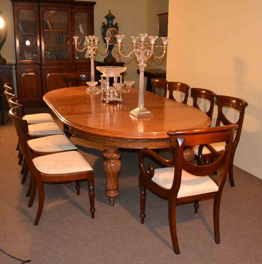 Antique Victorian Dining Table & 10 chairs c.1860