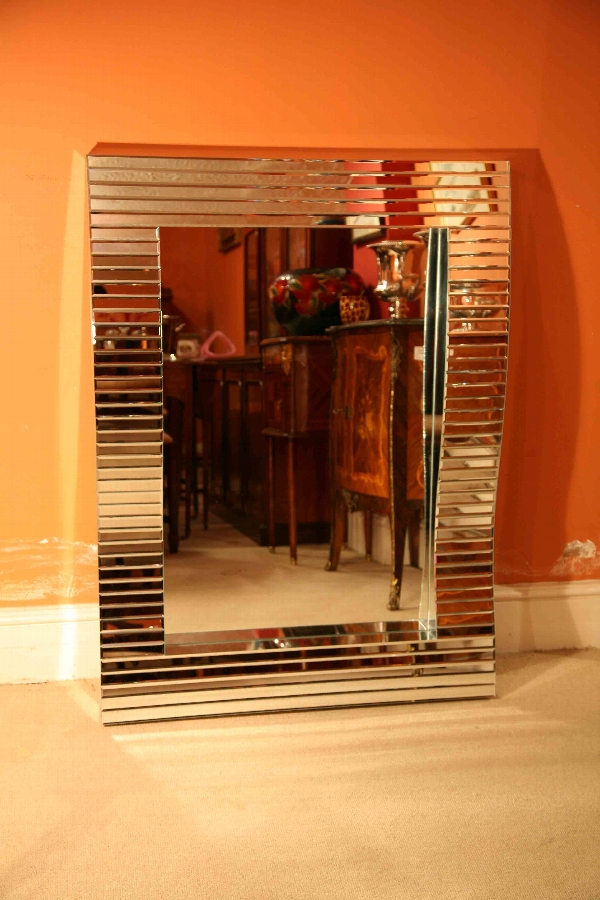 Gorgeous Rectangular Wave Pattern Art Deco Mirror
