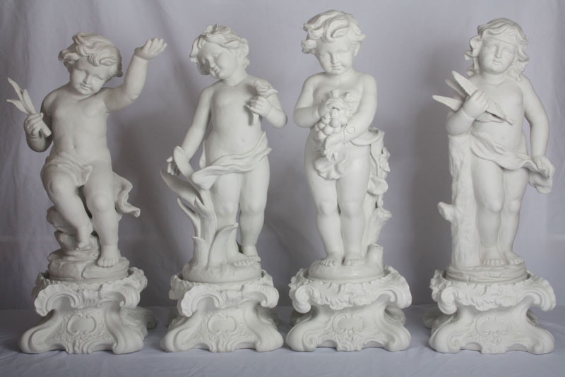 Set Large French Bisque Porcelain Four Seasons Statues