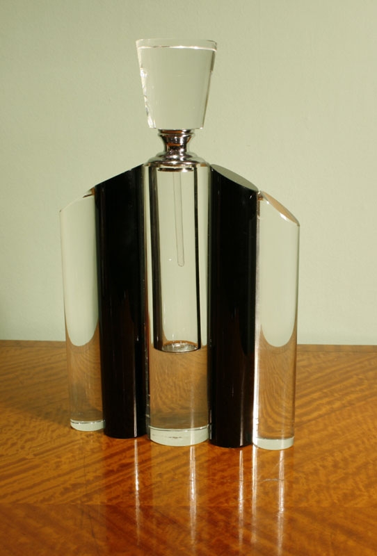 Art Deco Style Clear and Black Crystal Perfume Bottle