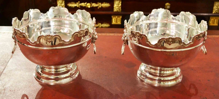 Stunning Pair Silver Plate Monteith Punch Bowls Coolers