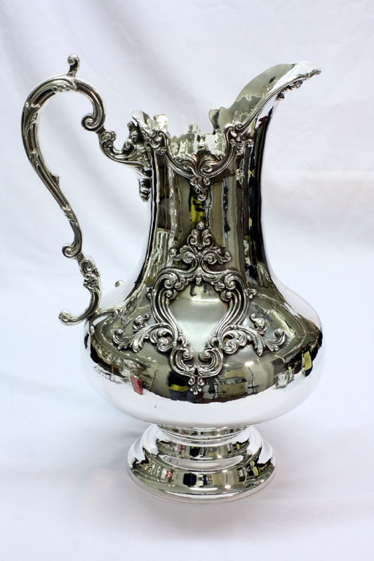 Large English Silver Plated and Embossed Jug