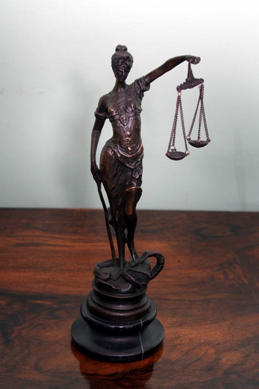 Small Stunning Bronze Lady Justice Statue Judicia