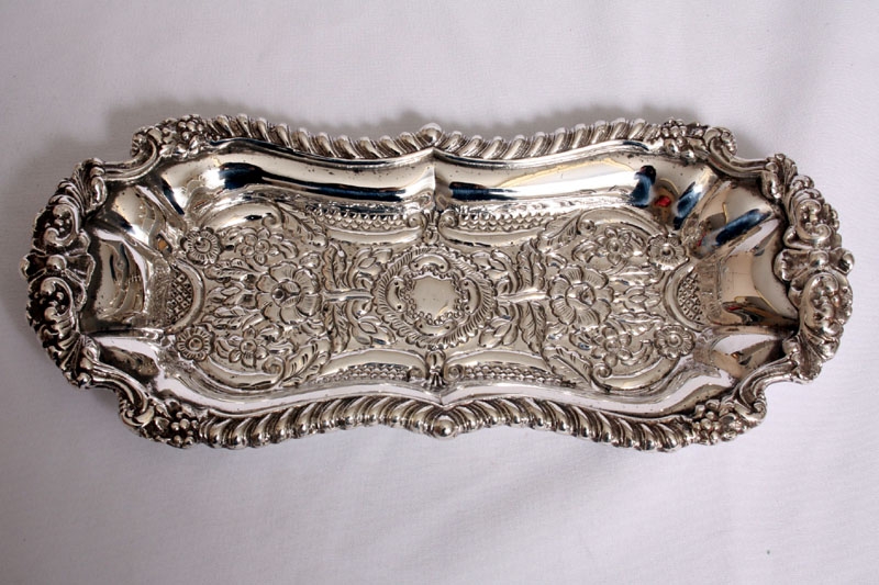 Gorgeous Silver Plated Victorian Pen Card Tray