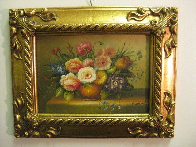 Oil Painting Flowers Giltwood Frame