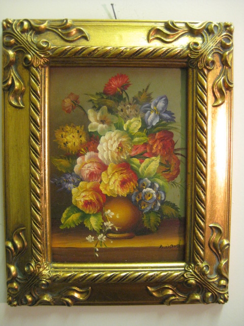 Oil Painting Flowers Giltwood Frame