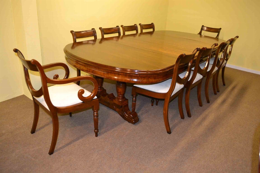 Antique Victorian Dining Table c.1880 10 ft & 10 chairs