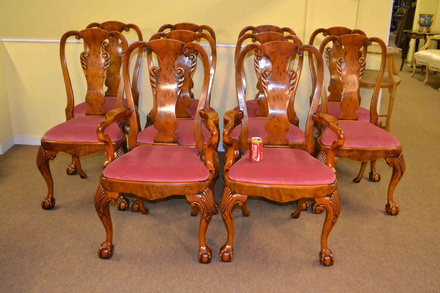 Stunning Set 10 Vintage Queen Anne Dining Chairs