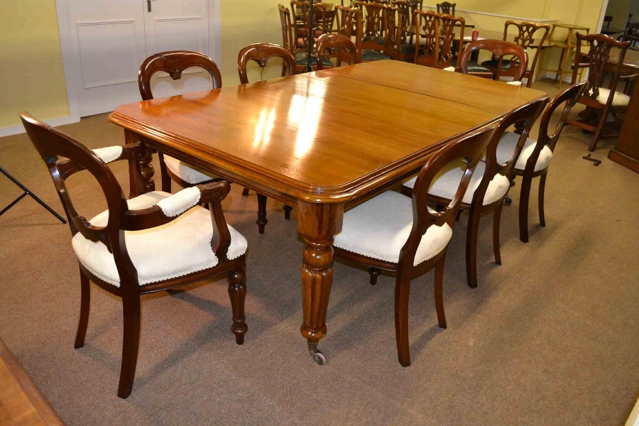Antique Victorian Dining Table c.1860 8 ft & 8 chairs