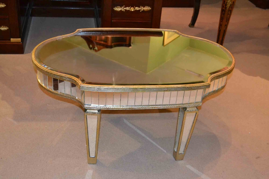 Stunning Art Deco Mirrored Oval Coffee Table