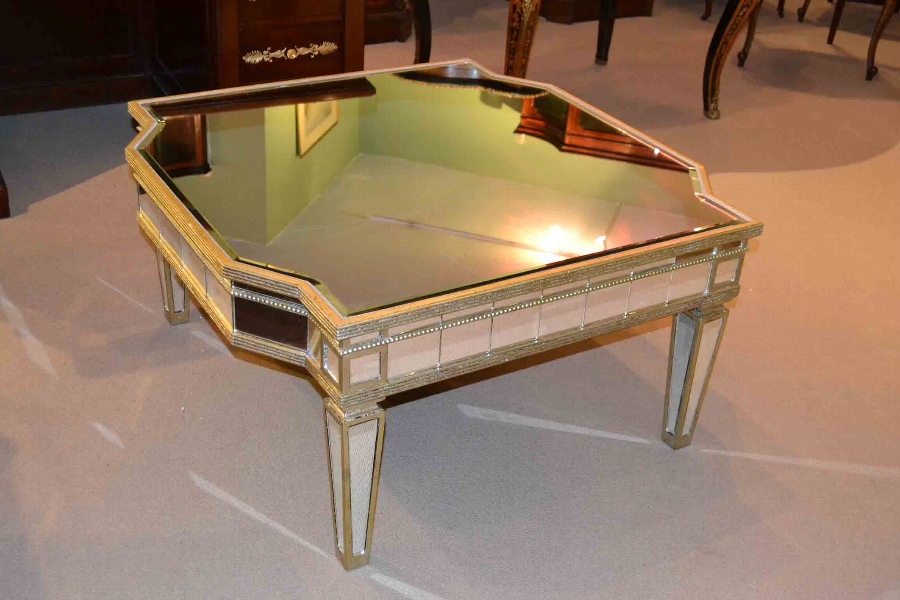 Stunning Art Deco Large Mirrored Coffee Table