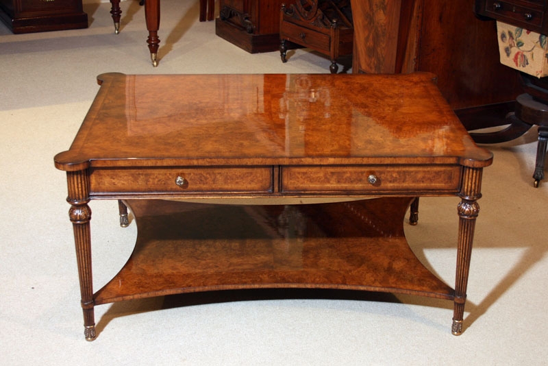 Stunning Burr Walnut Coffee Table With Four Drawers
