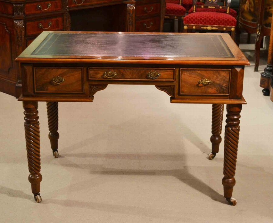 Elegant Vintage Burr Walnut Writing Table Desk C1920