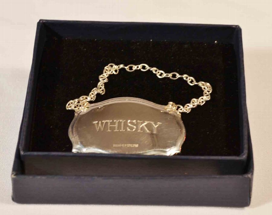 Sterling Silver Whiskey Drink Label Lovely Gift for Him