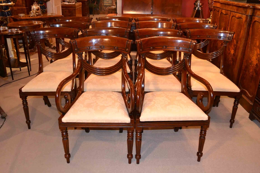 Grand Set 14 English Regency Drape Dining Chairs