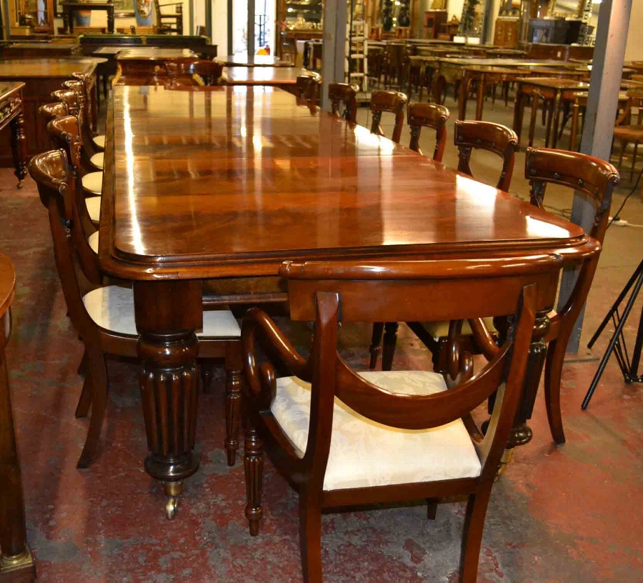 Vintage Victorian Dining Table & 14 Chairs Mahogany