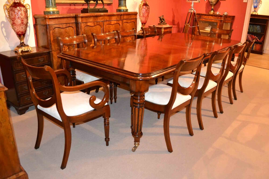 English Regency Dining Table & 10 Regency Drape Chairs