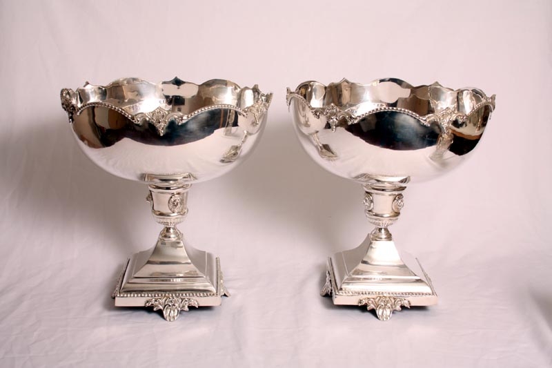 Pair Silver Plated Champagne Coolers Punch Bowls