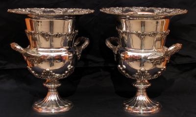 Exquisite Pair of Sheffield Silver Plated Wine Coolers