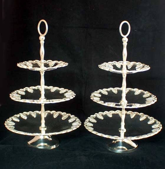 Stunning Pair Silver Plated Tiered Cake/Biscuit Stands