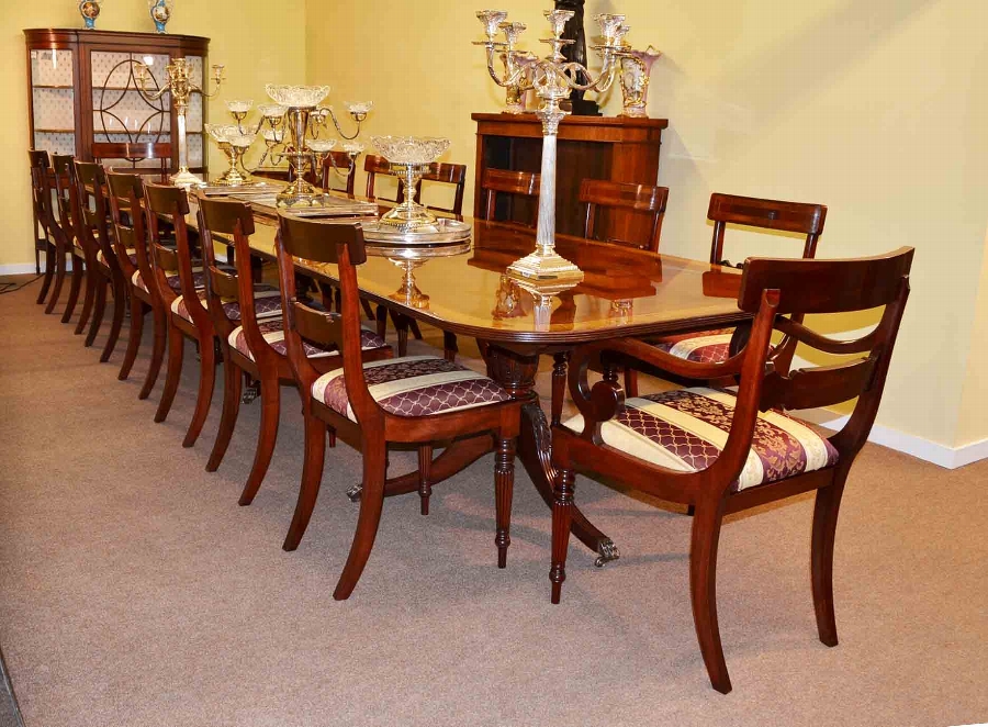 16ft Regency Dining Table & 16 Chairs Flame Mahogany