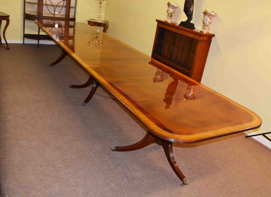 16 ft Regency Dining Table Flame Mahogany Crossbanded