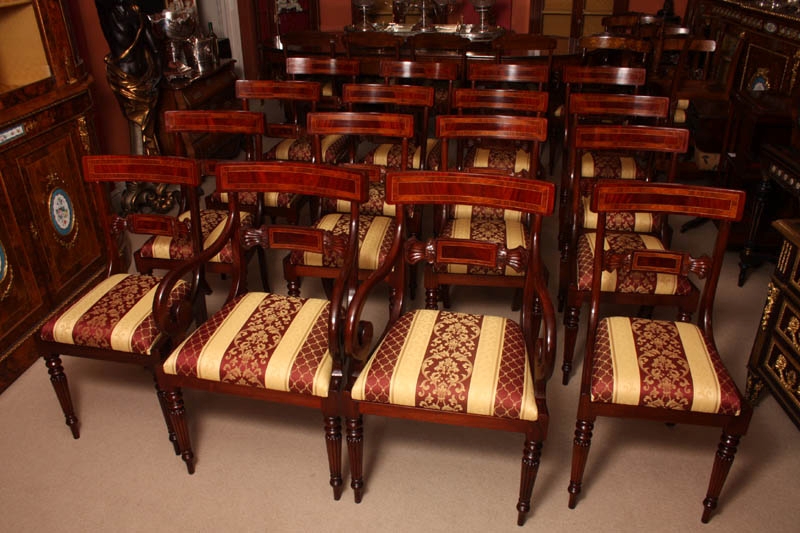 Splendid Set of 16 Regency Dining Armchairs/Chairs