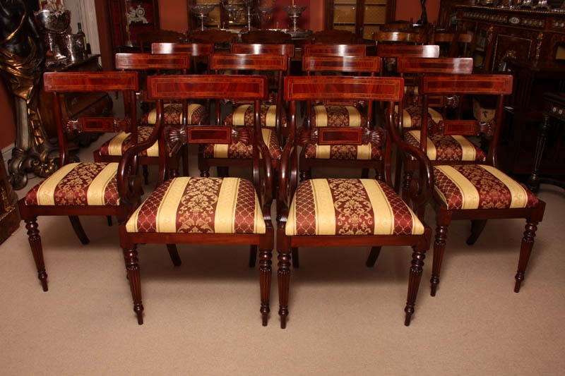 Splendid Set of 12 Regency Dining Chairs Armchairs